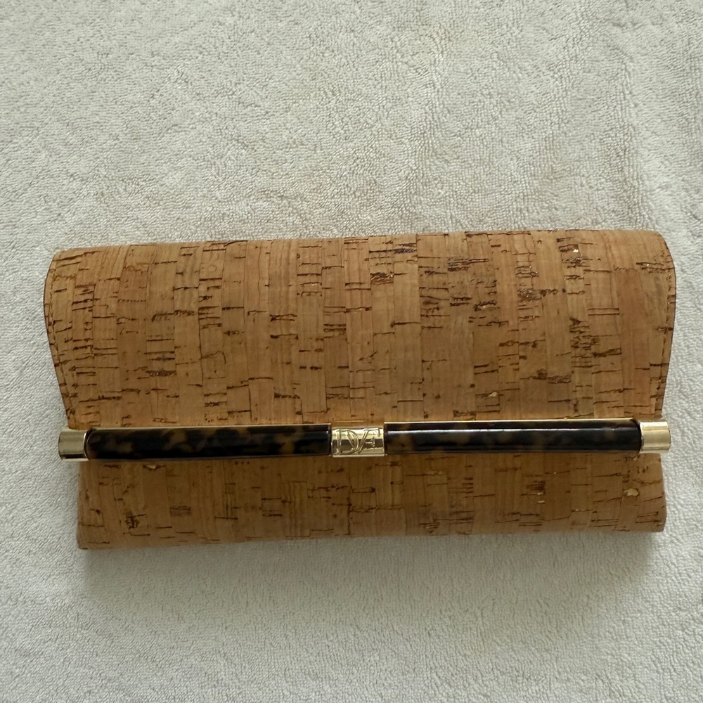 DVF Elegant Cork Clutch with Tortoise Shell Accent